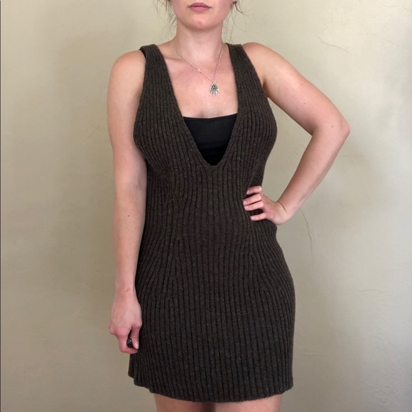 deep v sweater dress